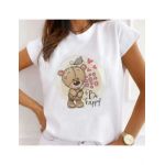 Tricou Dama Alb "Happy Bear" Engros