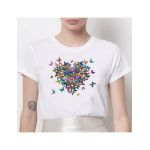 Tricou Dama Alb "Heart Of Butterflies" Engros