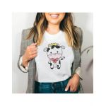Tricou Dama Alb "Hello Cow" Engros