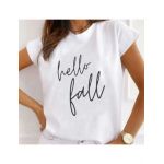 Tricou Dama Alb "Hello fall" Engros