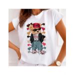 Tricou Dama Alb "Hip Bear" Engros