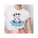 Tricou Dama Alb "Holly Cow" Engros