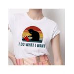 Tricou Dama Alb "I Do What I Want" Engros