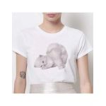 Tricou Dama Alb "Lazy Cat" Engros