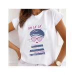 Tricou Dama Alb "Les Parisiennes" Engros