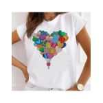 Tricou Dama Alb "Love Balloons" Engros