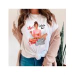 Tricou Dama Alb "Love is food" Engros
