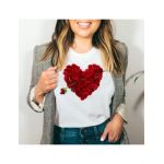 Tricou Dama Alb "Love Roses" Engros