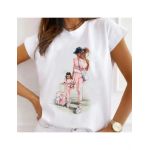 Tricou Dama Alb "Mom and girl Travelling" Engros
