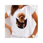 Tricou Dama Alb "Poodle" Engros