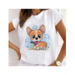 Tricou Dama Alb "Sky blue puppy" Engros
