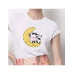 Tricou Dama Alb "Sleepy Cow" Engros