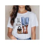 Tricou Dama Alb "Sparkle All Day" Engros