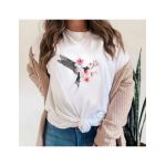 Tricou Dama Alb "Spring Birdie" Engros