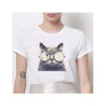 Tricou Dama Alb "Spy Cat" Engros