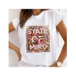Tricou Dama Alb "State of mind" Engros