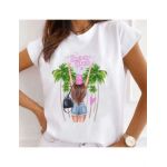 Tricou Dama Alb "Summer Vibes" Engros