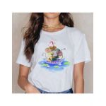Tricou Dama Alb "Umbrella Mice" Engros