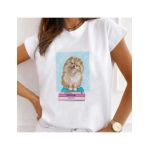 Tricou Dama Alb "Vogue Dog" Engros