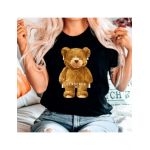Tricou Dama Negru "Censored bear " Engros