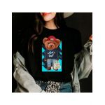 Tricou Dama Negru "Lucky bear" Engros