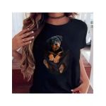 Tricou Dama Negru "Rottweiler" Engros