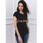 Tricou din bumbac, dama, cu broderie, engros