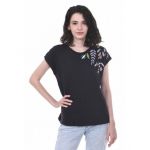 Tricou din bumbac, dama, cu broderie, engros