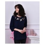 Tricou din bumbac, dama, cu broderie, engros