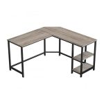 Birou colt cu 2 rafturi, Design industrial, Gri - Caerus Capital