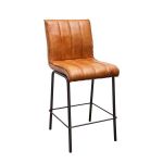 Scaun inalt de bar din piele naturala, model 66 tower 75