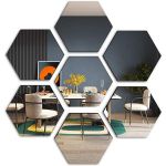 Set 12 Bucati Oglinda Hexagonala Acrilica 12,5 x11x 6,5 cm Diametru 15 cm G Glixicom&reg;