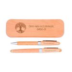 Set pix si roller in cutie din lemn natur, cadou personalizat, Pomul Vietii, mesaj