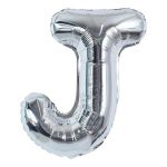 Balon in Forma de Litera J Teno&reg;, metalizat, pentru Petreceri/Aniversari/Evenimente, rezistent, folie, silver, 40 cm