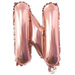 Balon in Forma de Litera N Teno&reg;, metalizat, pentru Petreceri/Aniversari/Evenimente, rezistent, folie, rose gold, 40 cm