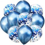 Set 10 Baloane Teno&reg;, Confeti, pentru Petreceri/Aniversari/Evenimente, o singura dimensiune, 2 culori, latex, albastru inchis