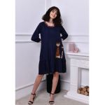 Rochie bleumarin lunga vascoza cu broderie, engros