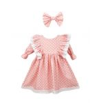 Rochie botez, 2 piese, culoare roz, en-gros