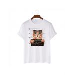 Tricou Barbati Alb "Bad Kitty" Engros