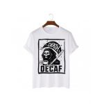 Tricou Barbati Alb "Death Before Decaf" Engros