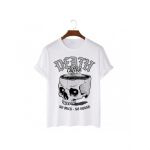 Tricou Barbati Alb "Death Coffee" Engros