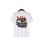 Tricou Barbati Alb "Great Wave Monster" Engros