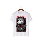 Tricou Barbati Alb "Psycho Beast" Engros