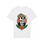 Tricou Barbati Alb "Smoking Skull" Engros