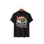 Tricou Barbati Negru "Great Wave Monster" Engros