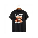 Tricou Barbati Negru "Lazy and sweet" Engros