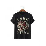 Tricou Barbati Negru "Lone Tiger" Engros
