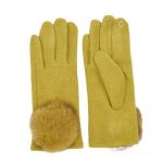 Manusi Verzi Tricot Fin Cu Pompon Aplicat - Marime Universala