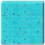 Set 30x Tapet Caramida 3D Teno&reg;, model Stelute, suprafata acoperire 15.9 mp, autoadeziv, waterproof, usor de montat, design modern, 70x77 cm, albastru