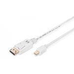 DIGITUS DisplayPort connection cable, mini  DP - DP M/M, 3.0m, w/interlock, DP 1.1a conform, wh (AK-340102-030-W)